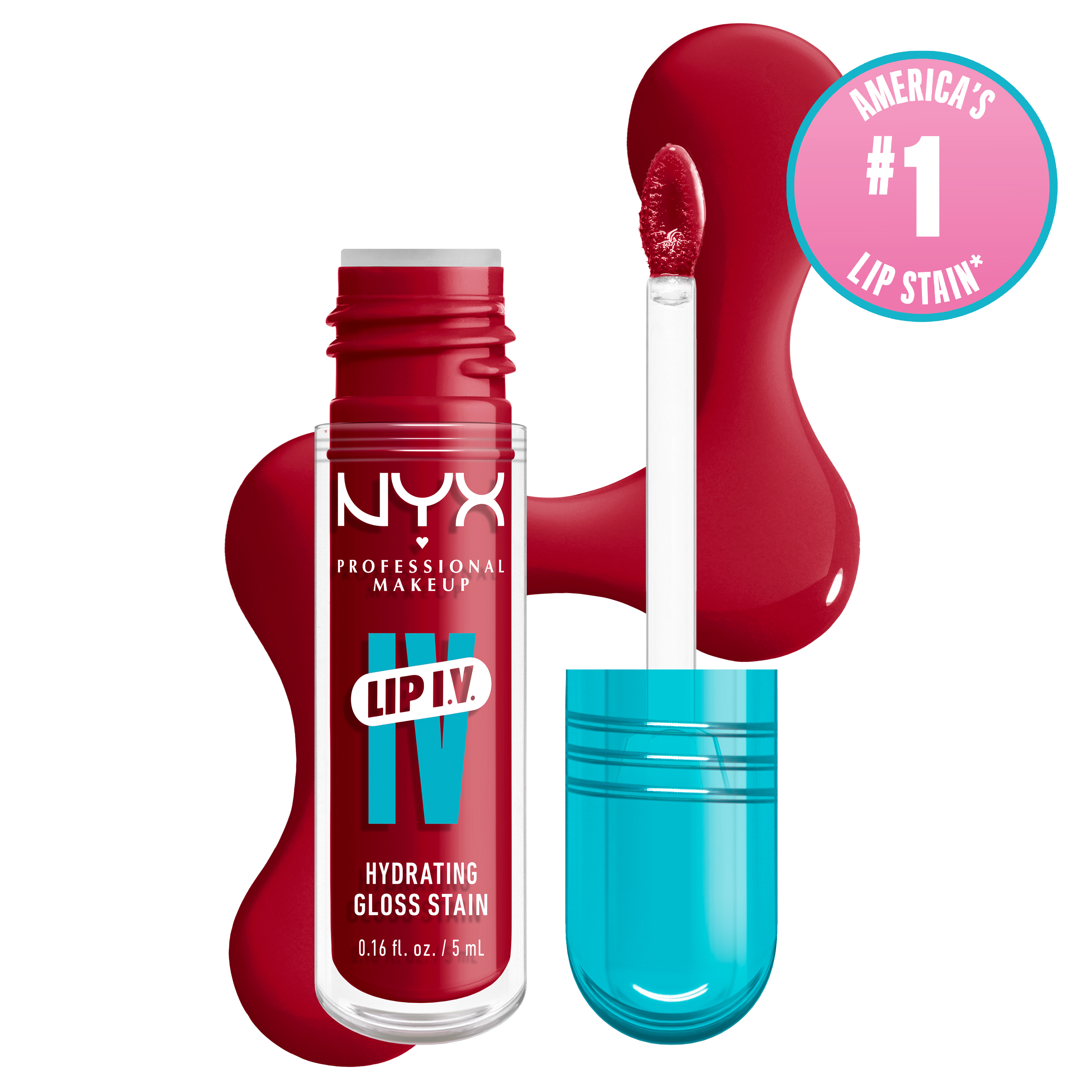 NYX Professional Makeup Lip Iv Hydrating Lip Gloss Stain - Long-Lasting Lip Stain Red - Ysetwet $12